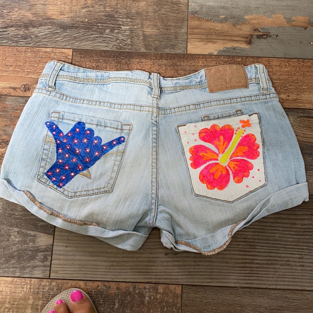 Hand painted Jean shorts